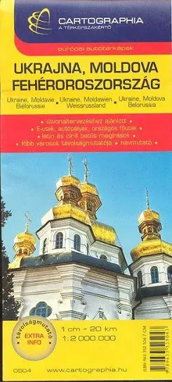 Biztonságos vásárlás Ukrajna, Moldova, Fehéroroszország térkép (1:2 000 000) /Európai autótérképek